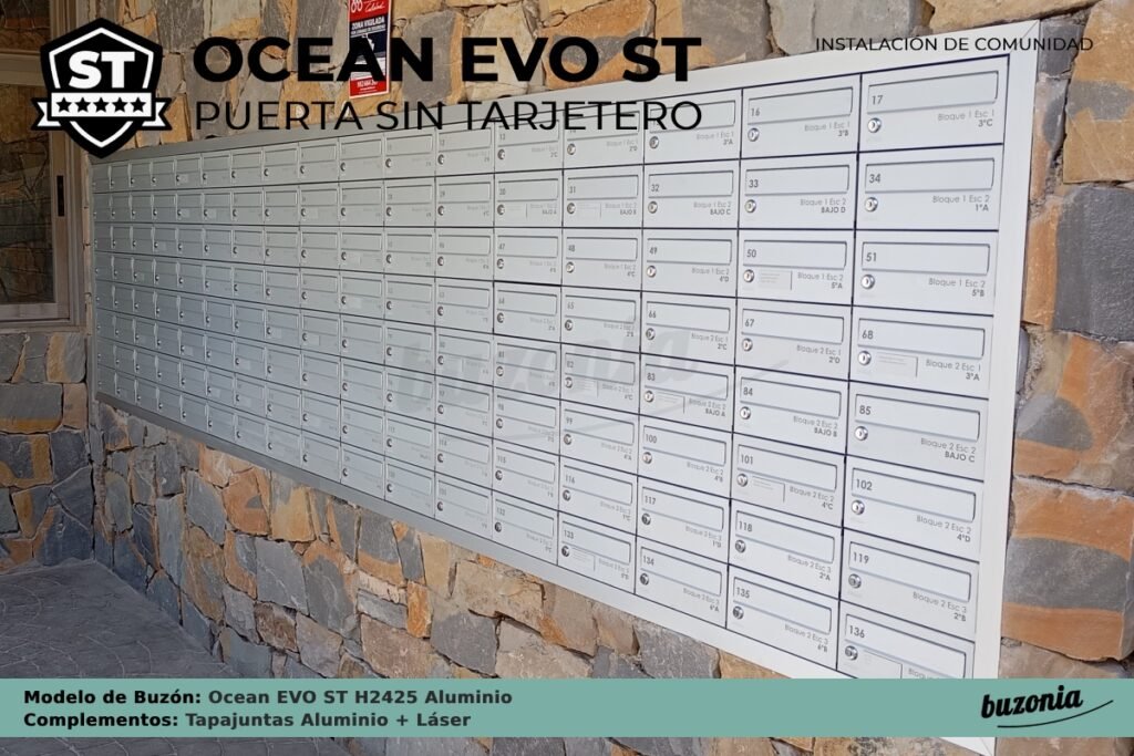 Instalación buzones Ocean EVO ST H2425 Aluminio Sin Tarjetero