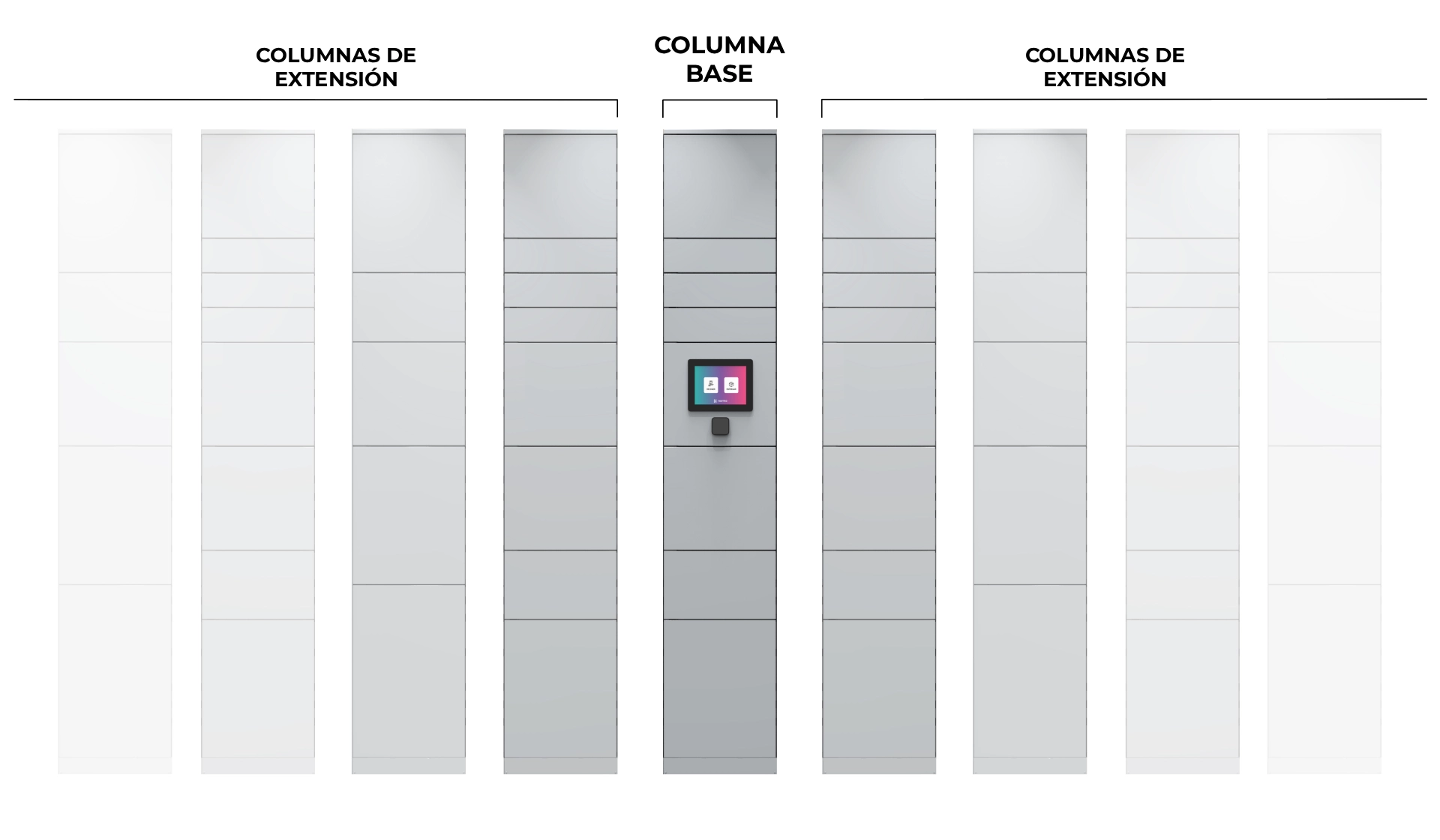 Columnas Locker Normo Display bases y extensiones